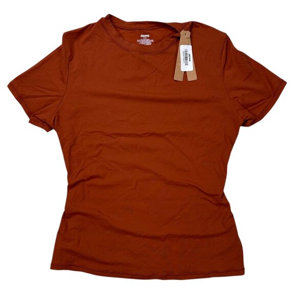 SKIMS Fits Everybody Short Sleeve T-Shirt Medium Saffron Loungewear Casual - Picture 2 of 6
